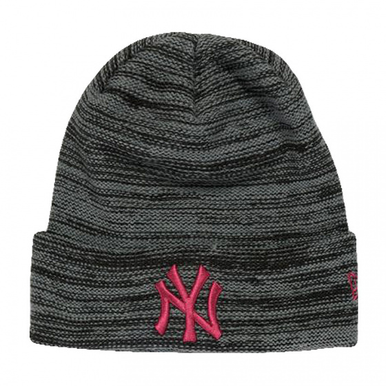 Women's Gray and Pink Marl Cuffed Beanie - New Era