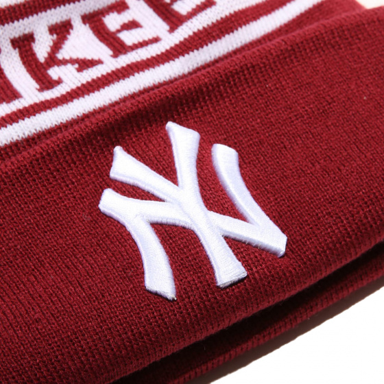 Jake NY Yankees Burgundy Pom Pom Beanie - New Era