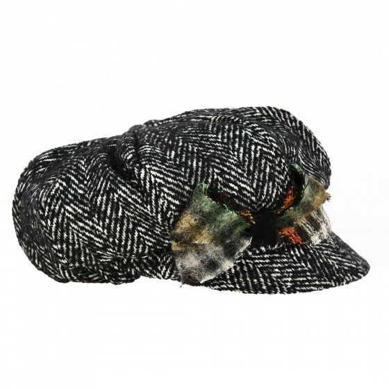 Grey Wool Flower Newsboy Cap - Traclet