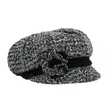 Grey Wool Flower Newsboy Cap - Traclet Reference: 19101