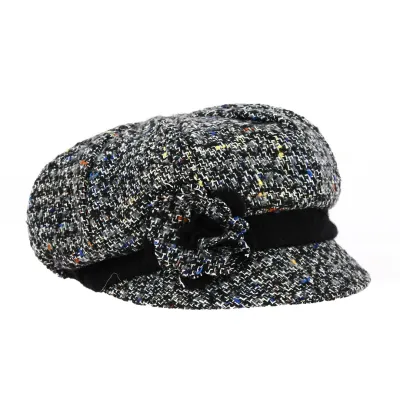 Casquette Gavroche Fleur Laine Gris - Traclet Référence : 19101