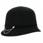 Black Wool Eyes Cloche Hat - Traclet