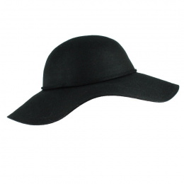 Melody Black Felt Wide-Brimmed Hat - Traclet