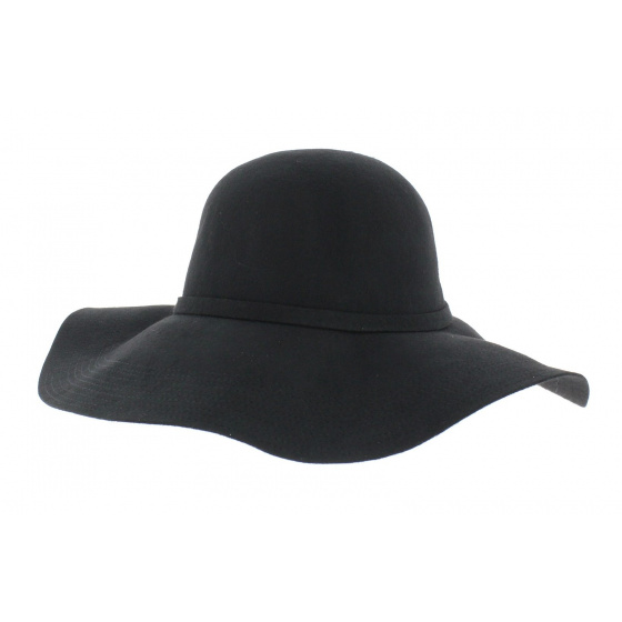Melody Black Felt Wide-Brimmed Hat - Traclet