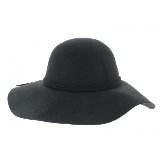 Melody Black Felt Wide-Brimmed Hat - Traclet