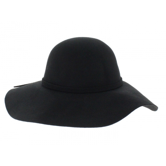 Melody Black Felt Wide-Brimmed Hat - Traclet