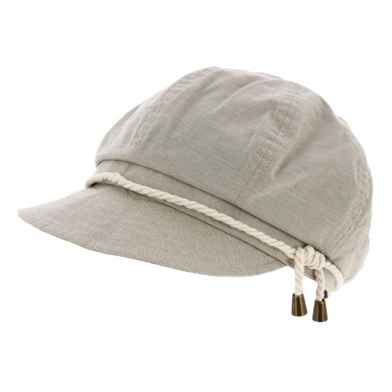 Beige Patchwork Cotton Newsboy Cap - Traclet