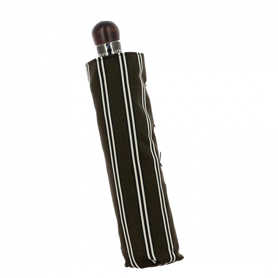 Men's Automatic Compact Folding Umbrella with straight wooden handle - Piganiol Men's Automatic Compact Folding Umbrella with straight wooden handle - Piganiol