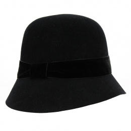 Wool Felt & Velvet Cloche Hat - Kopka