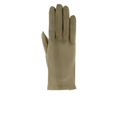 Silk-Lined Leather Gloves in Taupe