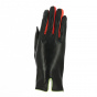 Women's Black and Red Silk-Lined Leather Gloves - Caridel