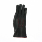 Women's leather gloves with silk lining Black & Burgundy - Gloves