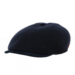 Blue Cotton Teflon Flat Cap - Marone