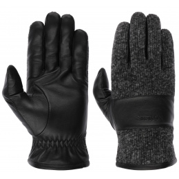 Stetson - Rebero Black & Grey Leather Gloves