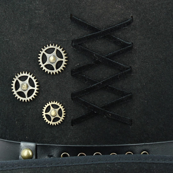 Haut de forme Chevrons Velours Noir - Alfonso d'este