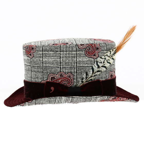 Black Velvet Chevron Top Hat - Alfonso d'este