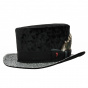 Black Velvet Herringbone Top Hat - Alfonso d'este