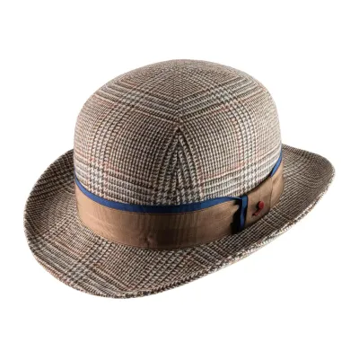 Brown Plaid Wool Bowler Hat - Alfonso d'Este Reference: 19146 | Traclet Hatmakers
