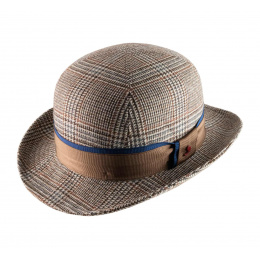 Brown Plaid Wool Bowler Hat - Alfonso d'Este