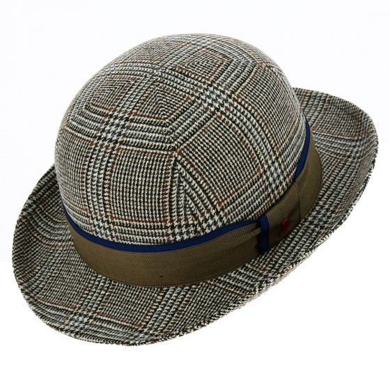 Chapeau melon Laine Carreaux Marron - Alfonso d'Este