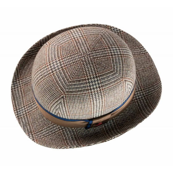 Chapeau melon Laine Carreaux Marron - Alfonso d'Este