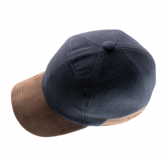Navy Wool Baseball Cap with Ear Flaps - Alfonso d'este