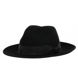 Black Fur Felt Lincoln Fedora Hat - Traclet