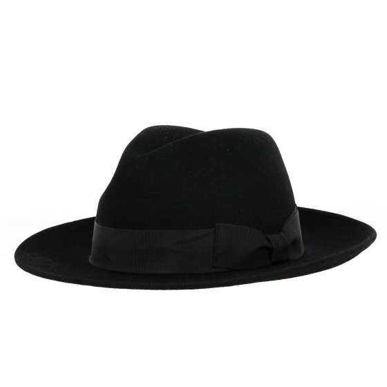 Black Fur Felt Lincoln Fedora Hat - Traclet