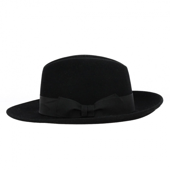 Black Fur Felt Lincoln Fedora Hat - Traclet