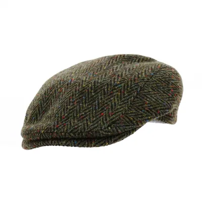 Coventry Green Herringbone Wool Flat Cap - Traclet Reference: 19178 | Traclet Hat Shop