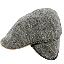 Grey Wool Flat Cap with Ear Flaps - Traclet Reference: 19191 | Traclet Hat Shop