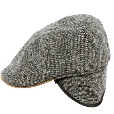 Grey Wool Flat Cap with Ear Flaps - Traclet Reference: 19191 | Traclet Hat Shop