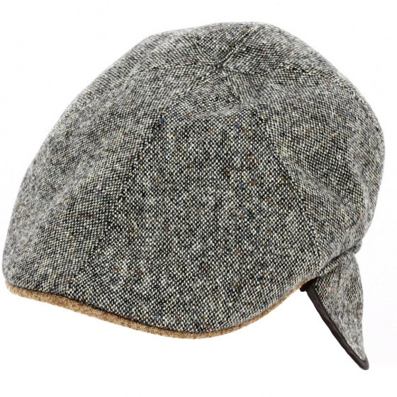 Grey Wool Flat Cap with Ear Flaps - Traclet
