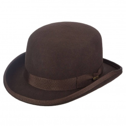Chocolate Brown Wool Felt Bowler Hat - Traclet