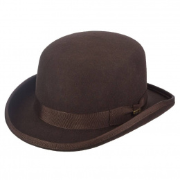 Chocolate Wool Felt Bowler Hat - Traclet