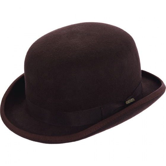 Chocolate Brown Wool Felt Bowler Hat - Traclet