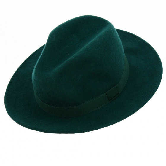Chapeau Fedora Feutre Laine Vert Imperméable - Traclet Chapeau Fedora Feutre Laine Vert Imperméable - Traclet