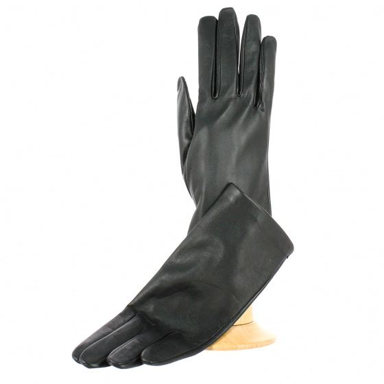 Women's Tobacco Leather Gloves with Double Cashmere Lining - Traclet