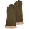 Gants Femme Cuir & fourrure Olive - Isotoner Reference : 18939 | Chapellerie Traclet