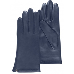 Women's Gloves Leather Lined Silk Navy - Isotoner