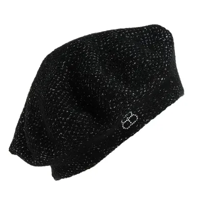 BÉRET “ÉLÉGANT” BLACK DOUBLE LAYER & BLACK LUREX| Chapellerie Traclet