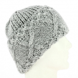 Florinda Wool & Alpaca Gray Burgundy Beanie - Traclet