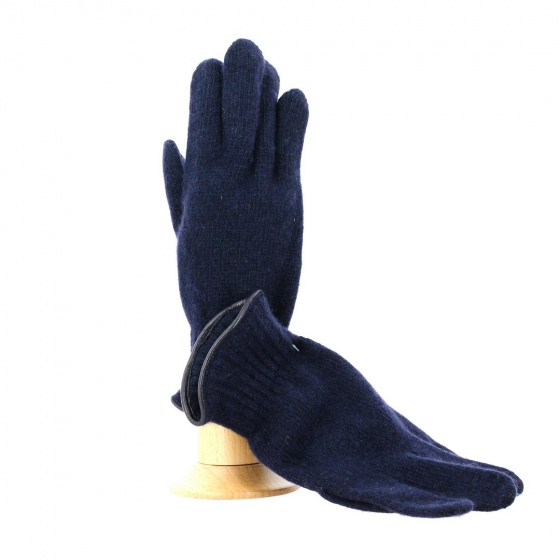 Men's wool gloves with leather trim