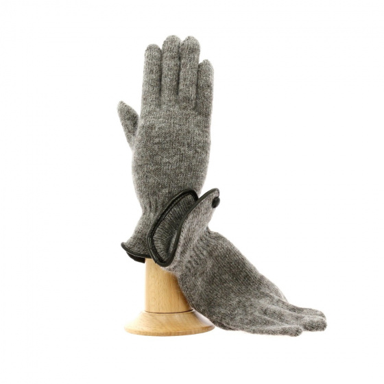 Fancy wool gloves for women with leather trim