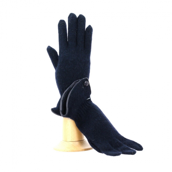 Gant laine dame fantaisie bordé d'un cuir Gant laine dame fantaisie bordé d'un cuir