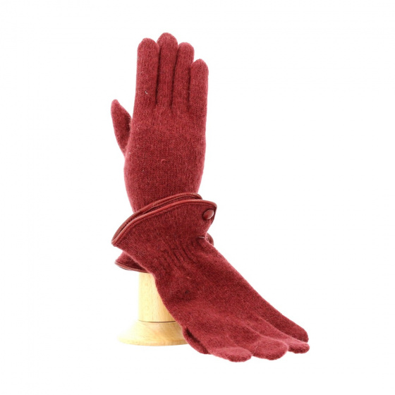 Fancy wool gloves for women with leather trim