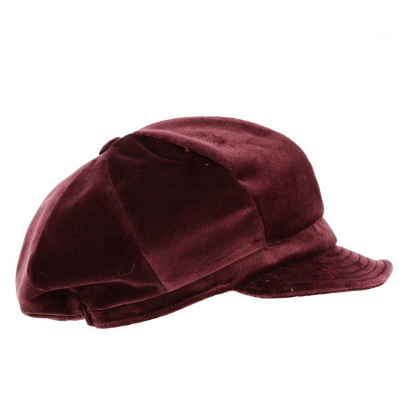 Newsboy Cap Lucile Velvet Wine Red - Traclet