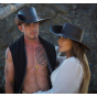 Wide Brim Leather Cavalier Hat Black - Head'nHome