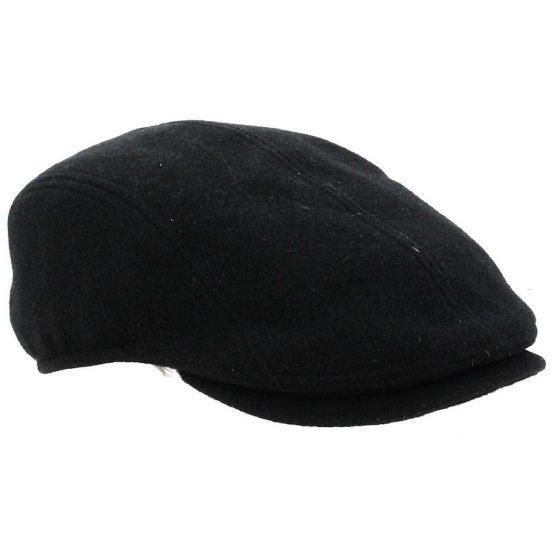 Black Madison Flat Cap with Ear Flaps - Traclet