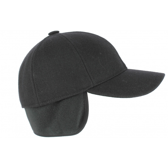 Black Panno Baseball Cap with Ear Flaps - Traclet